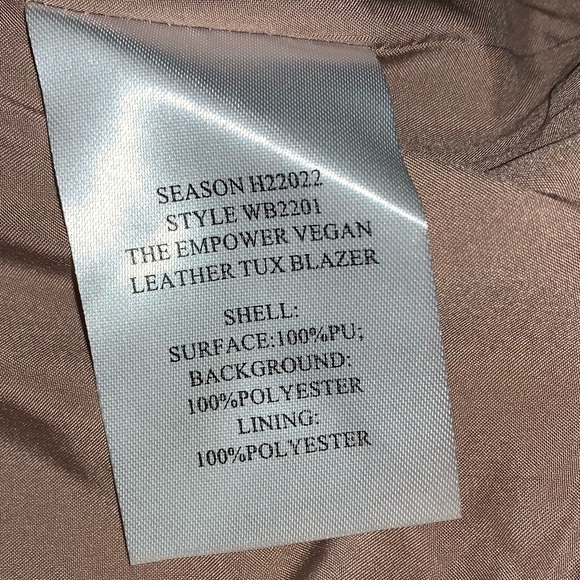 NWT Wildfang Soft Empower Vegan Leather Tux Blazer - Picture 9 of 14